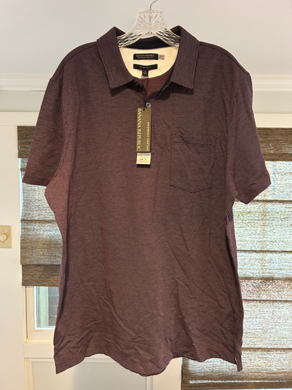 Banana Republic Men's Maroon Short-Sleeve Polo